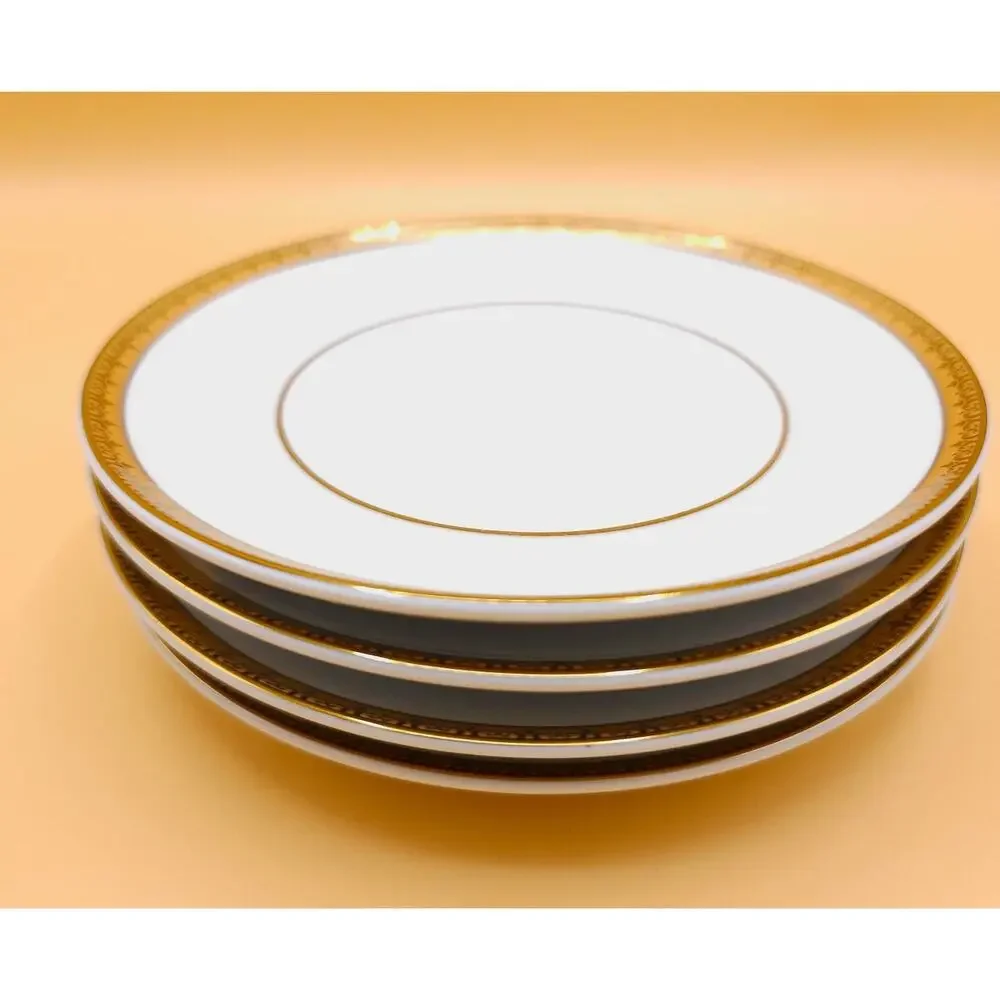 Charter Club Gold Cups And Saucers Set of 4 Grand Buffet Flat White Porcelain